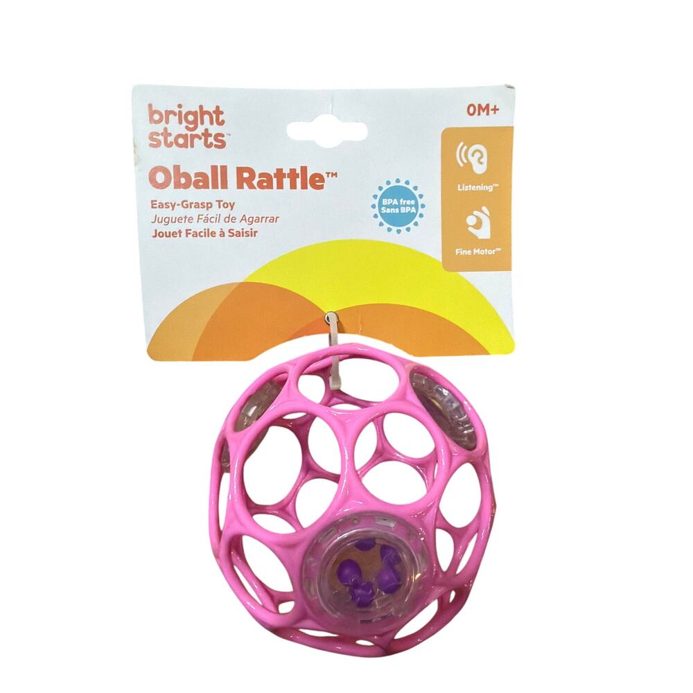 Baby Girl Bright Starts Oball Rattle Pink Toy Brand New
